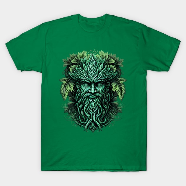 Jack Of The Wood Traditional Pagan Celtic Greenman T-Shirt by Tshirt Samurai